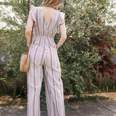 【To the sea】 ラッフルシャーリングロンパース ベージュ(M)の画像