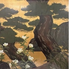 白い花と松　日本画　大型絵画　インパクトあり　ホテル絵画の画像