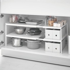 山崎実業 tower 伸縮シンク下ラック 2段 タワー D40 ホワイトの画像