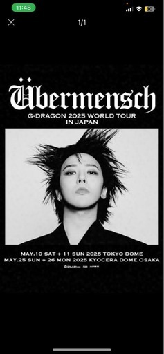 4月いっぱいまでジードラゴンコンサートチケットgdragon big bang