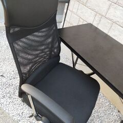 【お届けも可能です】シンプルデスク＆いすチェア（色：ブラック）の...