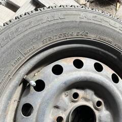 14インチ鉄ホイールの1本(廃タイヤ付き）　中古品の画像