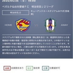 ベガルタ仙台観戦チケット4/25