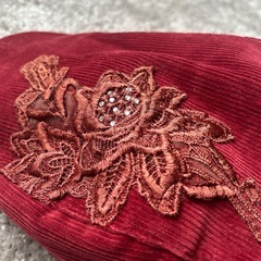 ボルドー ハンチング 帽子 刺繍 メンズ お洒落の画像