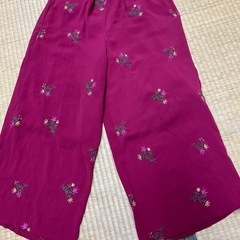 ワインレッド刺繍入りキュロットパンツLサイズ