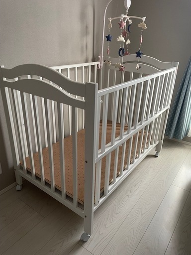 日本製 ベビーベッド アリス WH（ホワイト）