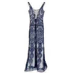 JEAN MACLEAN ジャンマクレーン ダマスク柄 マーメイドロングドレス キャバドレスの画像