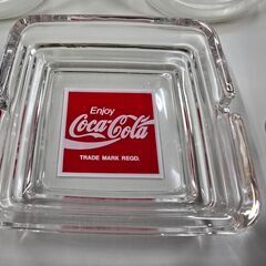 コカコーラセット　ガラス製タッパー　ガラス製灰皿の画像