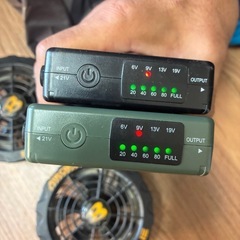 【取引中】　空調服用ファン2個、バッテリー2個、充電器2個、ケーブル2本セットの画像