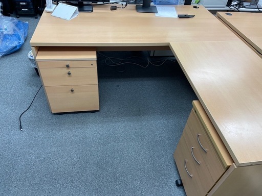 イタリア製　fantoni ufficio オフィス　L字デスク 袖机2個 セット 160cm 木製 高級家具