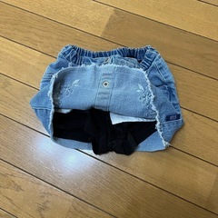 【中古】子供服 デニムスカート&白Tシャツの画像