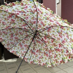 ②レディース長傘　花柄　雨傘 骨8本の画像