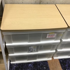 ●販売終了●3段ウッドトップチェスト　プラケース　プラチェスト　衣装ケース　中古品　※天板ふち傷み有の画像