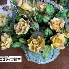 【簡単清掃のみ】インテリア陶器 薔薇モチーフアンティーク置物 ※...
