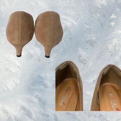 中古　神戸レタス KOBE LETTUCE　魔法の美脚パンプス ポインテッドトゥ　5cmヒール サイズ LL （24.0~24.5cm)　スエードベージュ　S_093の画像