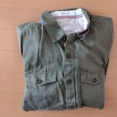【USED】THE SHOP TK(TAKEO KIKUCHI) 7分袖 オリーブ色 麻100%の画像