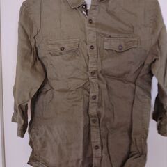【USED】THE SHOP TK(TAKEO KIKUCHI) 7分袖 オリーブ色 麻100%の画像