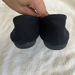 足幅広めの方　フラットシューズ パンプス 黒 Vasistas伸縮性 LLサイズの画像