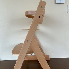 【決まりました】ベビーチェア 幅45cm 木製 高さ調整 キッズ チェア 椅子 天然木 足置き （ ハイチェア キッズチェア 子供用 ハイタイプ）の画像