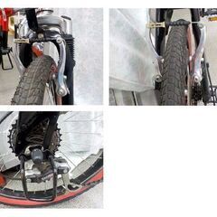 20インチ 折りたたみ自転車 6段変速ギア トニーノ・ランボルギーニ レッド×ブラック マウンテンバイク 前後サスペンション 西岡店 の画像