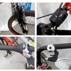 20インチ 折りたたみ自転車 6段変速ギア トニーノ・ランボルギーニ レッド×ブラック マウンテンバイク 前後サスペンション 西岡店 の画像