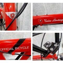 20インチ 折りたたみ自転車 6段変速ギア トニーノ・ランボルギーニ レッド×ブラック マウンテンバイク 前後サスペンション 西岡店 の画像