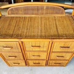 【レトロ】JF0591ラタンチェスト　籐家具　箪笥の画像