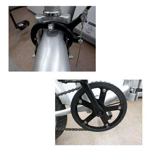 16インチ 折りたたみ自転車 シルバー 切替なし 荷台付き 通勤 通学 西岡店