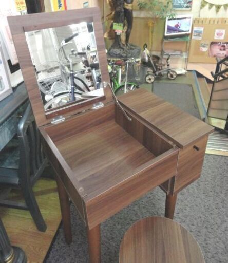 ドレッサー 幅50㎝ スツール付き ブラウン コンパクトドレッサー 鏡台