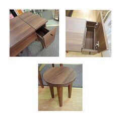 ドレッサー 幅50㎝ スツール付き ブラウン コンパクトドレッサー 鏡台 メイク台 西岡店の画像