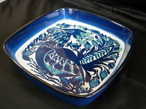 ☆ROYAL COPENHAGEN 角皿 鳥 スクエアプレート 縦22.4cm 横22.4cm 深さ