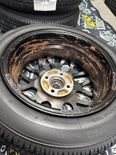 BRIDGESTONE - ㉜155/65R14新品タイヤ4本と中古ホイールとナット