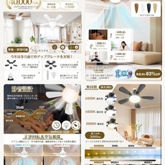 在庫処分SALE 早い者勝ち　新品未使用　シーリングファンライト LED ファン付き照明 E26 調光 調色 静音の画像