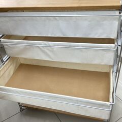 ユニットシェルフ　無印良品　3段引出し付き　棚板ネジ受け金具1個欠品･引出しﾖｺﾞﾚ有の画像