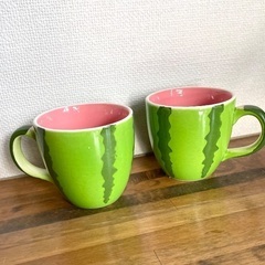 スイカ模様 マグカップ 2個セット