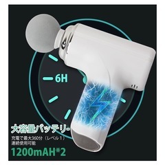 新品未使用　大人気！筋膜リリースガン　 アタッチメント4種付き　軽量　静音の画像
