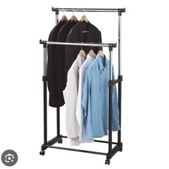  【中古】パイプハンガー 2列