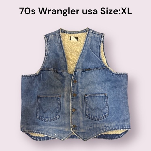70s Wrangler usa製 裏ボア デニムベスト XL ラングラー (FBF