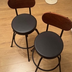 【2脚セット】スツール 黒 チェア 昇降式  