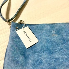 新品 未使用 mamaikuko ショルダーバッグ 肩掛け ママイクコ ブルー デニム風 夏 収納の画像