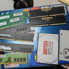 ジャンク PC パーツセット　DDR4メモリー8枚　SSD2枚