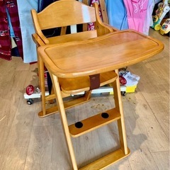 ■店頭引取限定■美品☆木製ハイチェア　ベビーチェア♪折りたたみ可能