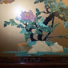 美品 豪華最高級 中国 山水花鳥風月 玉石 細工衝立 元値80万 美品 豪華最高級 中国 山水花鳥風月 玉石 細工衝立 元値80万