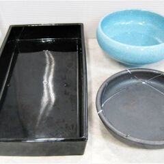 花器　生け花　フラワーベース　水盤　3点セット　陶器　花瓶　華道...