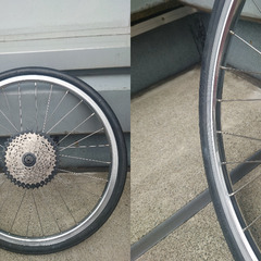 【お値引きしました！】FUJI HELION純正ホイール 20インチ 451 前後セット 100mm 130mm クイックタイプ ポリッシュ ミニベロ ホイール フジ　8Sスプロケット付きの画像