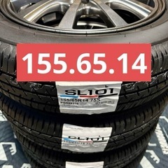 ㉟155/65R14新品タイヤ4本と中古美品ホイールとナット付きの画像
