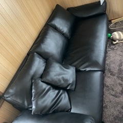 黒ソファ　スクエアソファ2脚付き