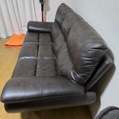 3人がけソファ 本革 ブラウンの画像