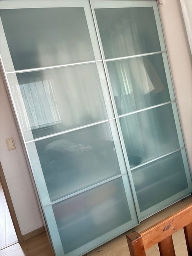 最終値下げ！美品  PAX パックス / AULI アウリ ワードローブ 引き戸付, ホワイト/ミラーガラス, 150x43x201 cm