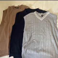 ベスト 3点セット ベージュ ネイビー グレー